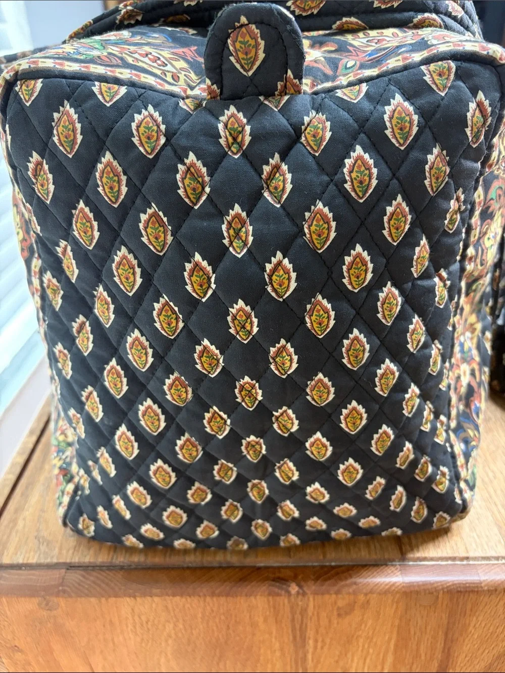 MaggiB Black XL Quilted Travel Duffel Bag with Matching Cosmetic Case